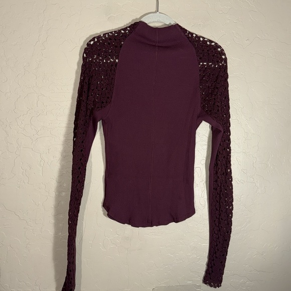 Free people embroidered long sleeve Clemente Mixed Media Stretch Cotton Top - Picture 8 of 8